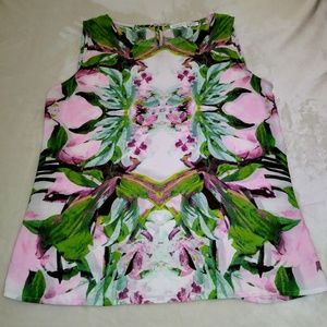 Violet + Claire S Tropical Pink floral Top NWOT